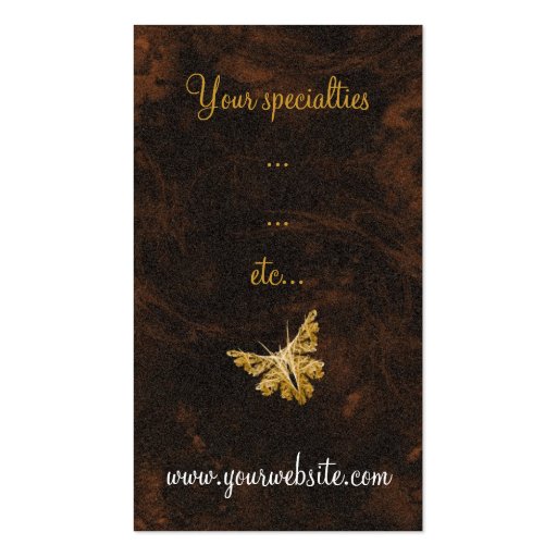 Golden Butterfly (model 2) - Holistic healing Business Card Templates (back side)
