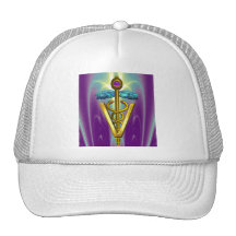 GOLDEN CADUCEUS VETERINARY SYMBOL /  Blue Purple Mesh Hats