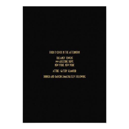 Golden Calla Lily 1920 Art Deco Wedding Invitation