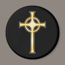 Golden Celtic Christian Cross magnets