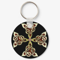 Golden Celtic Cross Keychain