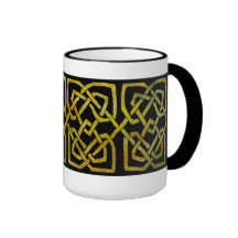 Golden Celtic Knots on Black Mugs