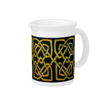 Golden Celtic Knots on Black Pitchers