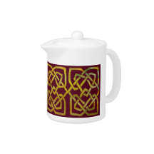 Golden Celtic Square Knots on Burgundy