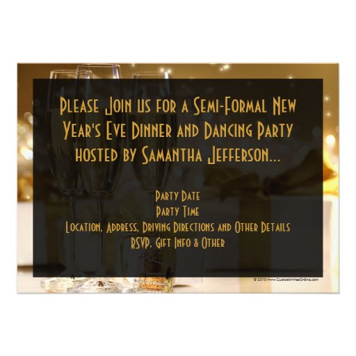 Golden Champagne New Year's Eve Custom Invite