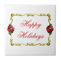 Golden Christmas #1 Ceramic Tile
