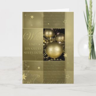 Golden Christmas balls card