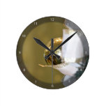 Golden christmas bauble round wall clocks