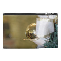 Golden christmas bauble travel accessory bag