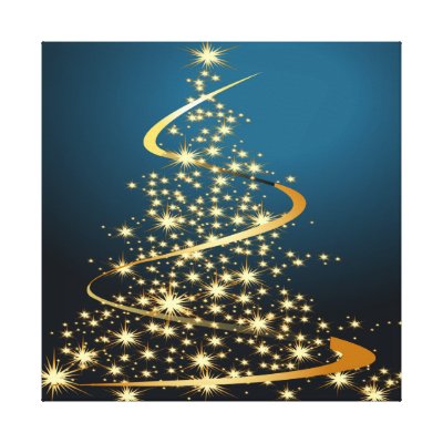 Golden Christmas Tree Premium Wrapped Canvas