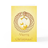 Golden Christmas wreath card