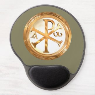 Golden Christogram Gel Mouse Pad