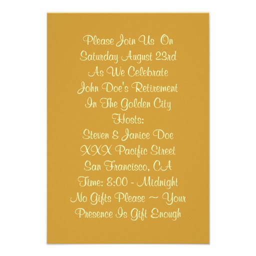 Golden City By The Bay San Francisco Invitations