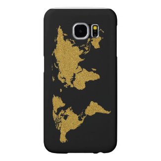golden-color map of Earth Samsung Galaxy S6 Cases