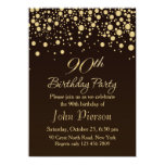 Golden confetti 90th Birthday Party Invitation