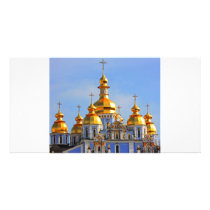 Golden copes of in cathedral in Kiev Personalized Photo Card