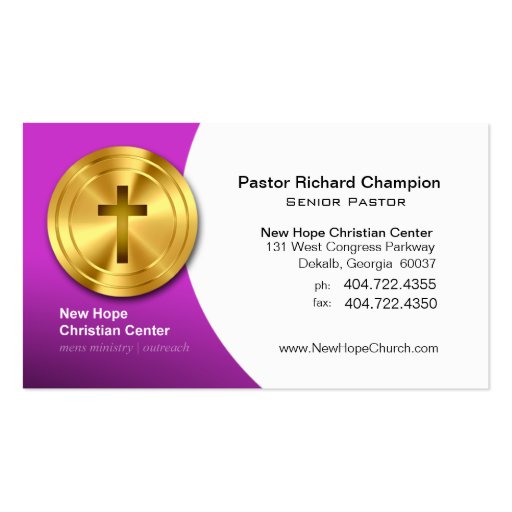 Golden Cross Christian Symbol Minister/Pastor Business Card Template