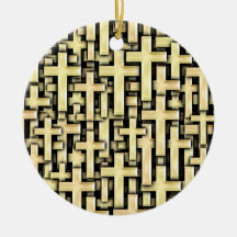 Golden Crosses Christmas Tree Ornaments