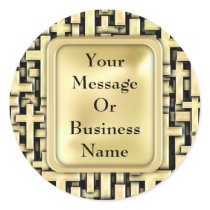 Golden Crosses Round Sticker