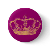 Golden Crown Pinback Buttons