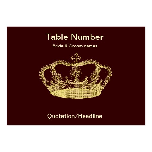 Golden Crown Reception Table Placecard Business Card (front side)