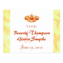 Golden Crown Wedding RSVP postcard postcards