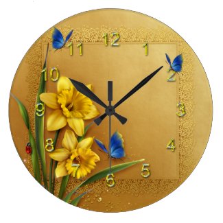 Golden Daffodils Wall Clock