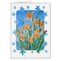 Golden Daffodils With Flower Border Greeting Card