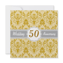 Golden Damask, 50th Wedding Anniversary Invitations