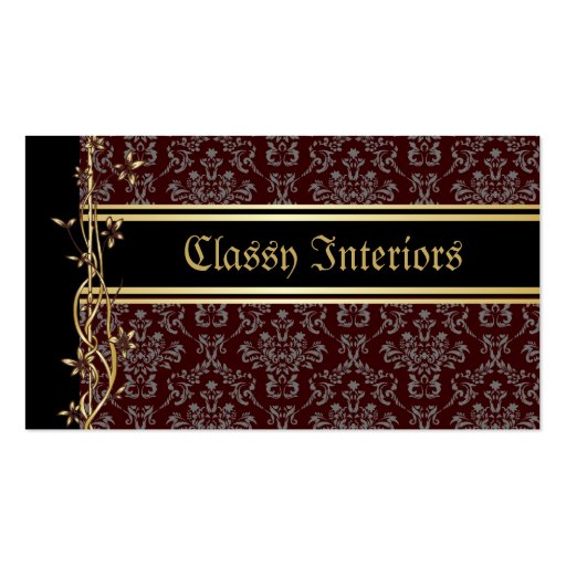 Golden Damask Luxury Custom Business Cards (front side)