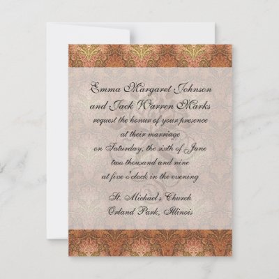golden damask personalized invitations