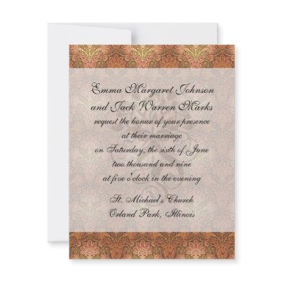 golden damask personalized invitations