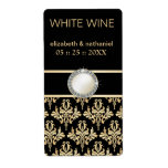 Golden Damask w Brooch Wedding Favor Wine Labels