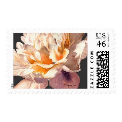Golden Dark Peony Wedding Postage