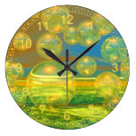 Golden Days - Abstract Yellow & Azure Tranquility Wallclock