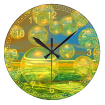Golden Days - Abstract Yellow & Azure Tranquility wall clocks