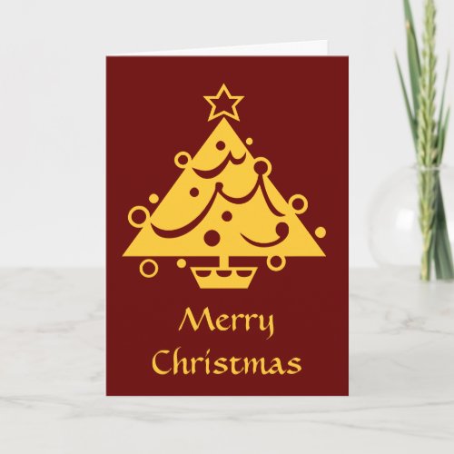 Golden Decorated Christmas Tree Christmas Card card