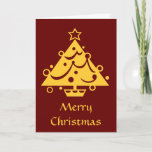 Golden Decorated Christmas Tree Christmas Card