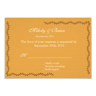 Golden decorative golden leaves RSVP wedding Invite