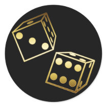 GOLDEN DICE ROUND STICKERS
