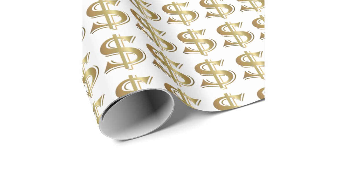 Golden Dollar Sign Wrapping Paper Zazzle