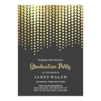 Golden Dots Graduation Invitation