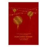 Golden Double Happiness Lanterns Chinese Wedding Custom Invitation