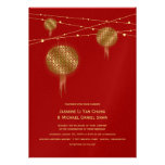 Golden Double Happiness Lanterns Chinese Wedding Custom Invitation