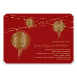 Golden Double Happiness Lanterns Chinese Wedding Personalized Invitations