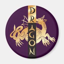 Golden Dragon and Banner Refrigerator Magnets