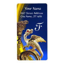 GOLDEN DRAGON BLUE SAPPHIRE AMETHYST Monogram Shipping Labels
