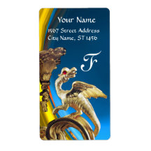 GOLDEN DRAGON BLUE SAPPHIRE AMETHYST Monogram Shipping Labels