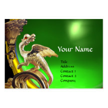 GOLDEN DRAGON GREEN EMERALD Monogram Business Card