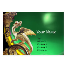 GOLDEN DRAGON GREEN JADE  Monogram Business Cards